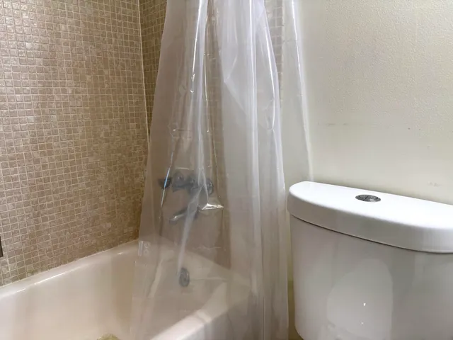 a bathroom with a bathtub