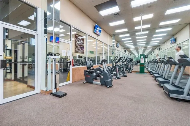 a view of a room with gym equipment