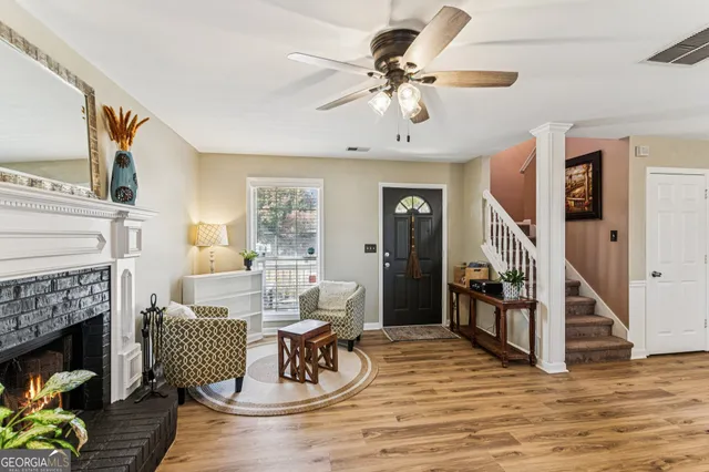 a living room with furniture