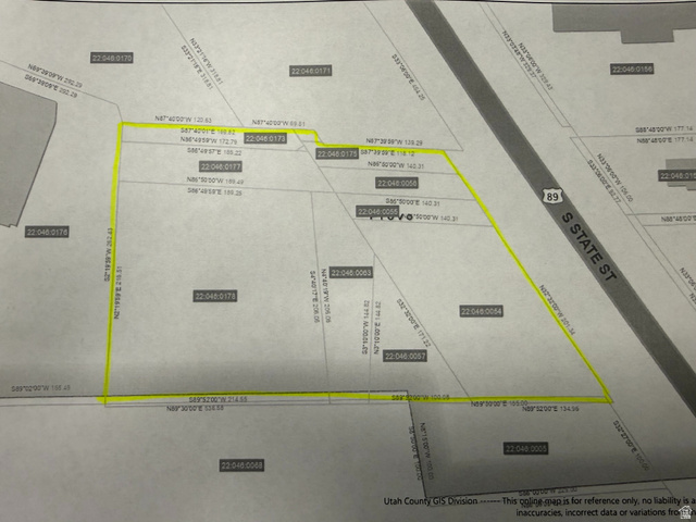 1780 South State Street Provo, UT 84606 - Photo 3 of 3 Property Survey. Displaying the property's boundaries, dimensions, and adjacent parcel identifiers