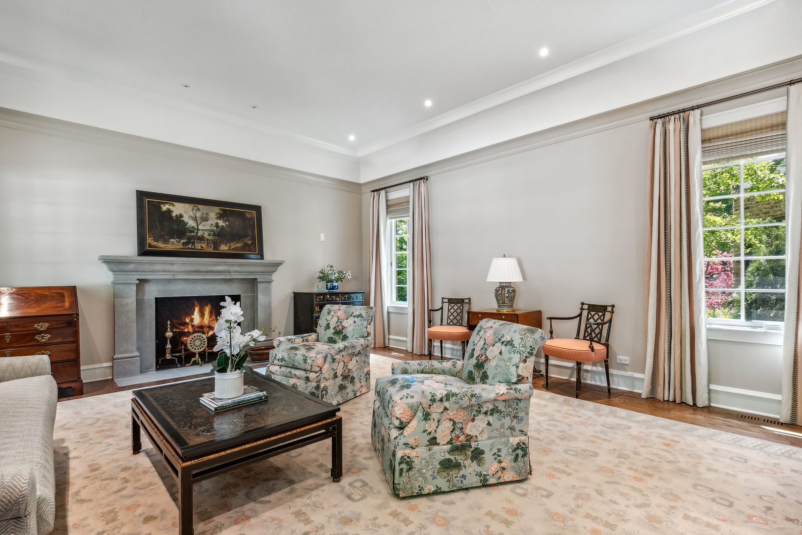 270 Birch Street Winnetka, IL 60093 - Photo 7 of 66 a living room with furniture and a fireplace