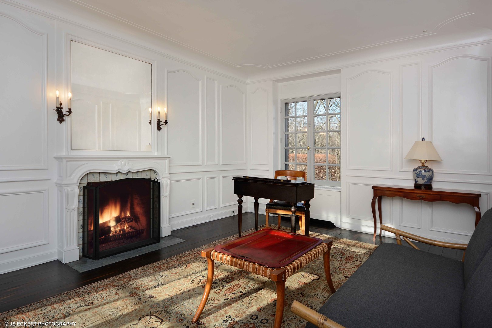 111 Moffett Road Lake Bluff, IL 60044 - Photo 33 of 51 a workspace with furniture and a fireplace