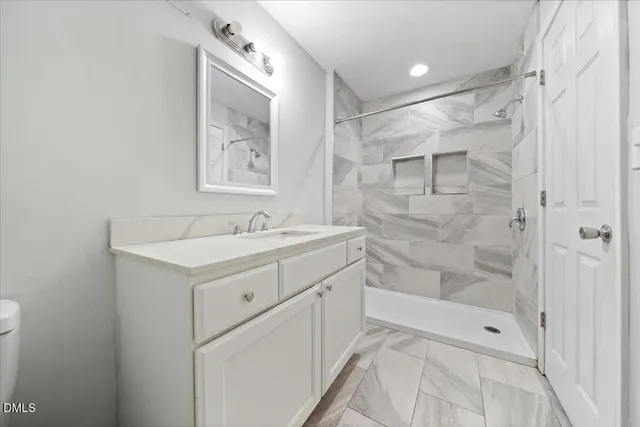 a bathroom with a bathtub