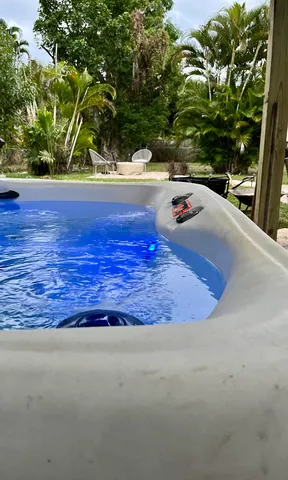 a view of a dry yard with wooden fence