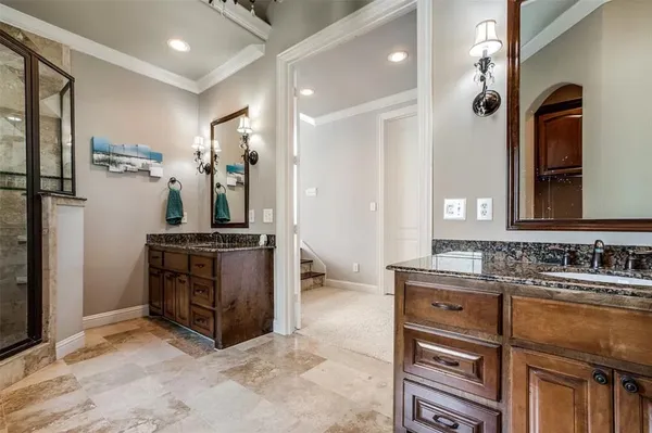 a bathroom with a sink double vanity