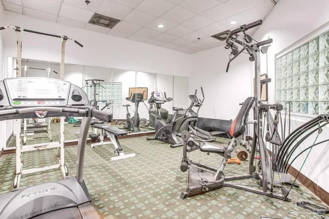 a view of a room with gym equipment