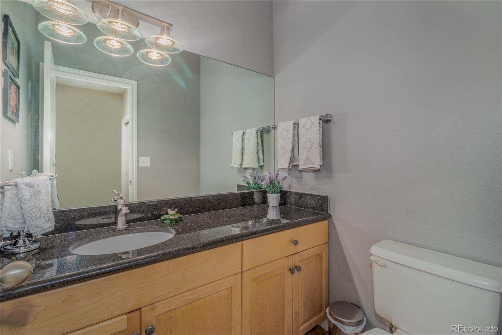 3940 Montclair Lane Boulder, CO 80301 - Photo 10 of 26 a bathroom with a granite countertop sink a toilet and mirror