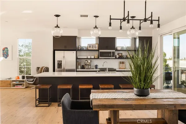 a view of kitchen and living room