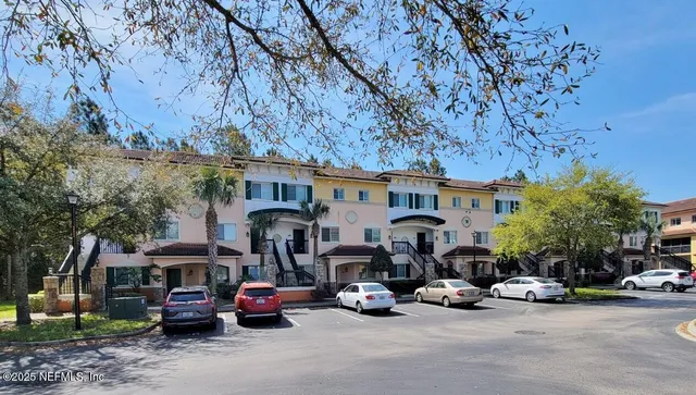 a view of a parked cars in front of a building