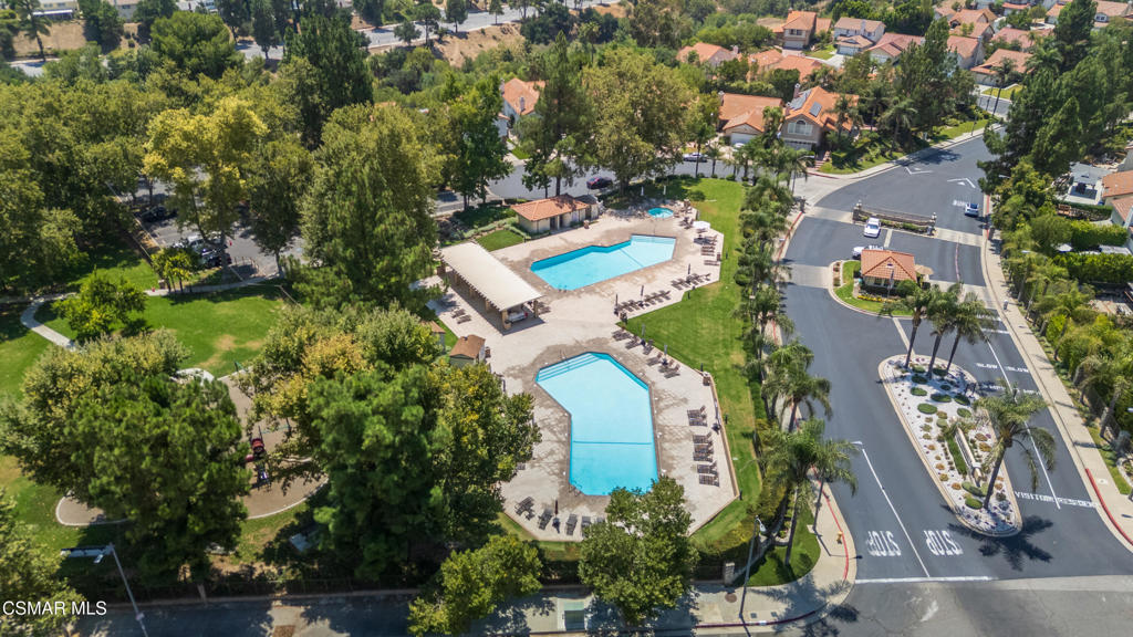 12057 Falcon Crest Way Porter Ranch, CA 91326 - Photo 84 of 86 an aerial view of residential house with outdoor space and swimming pool