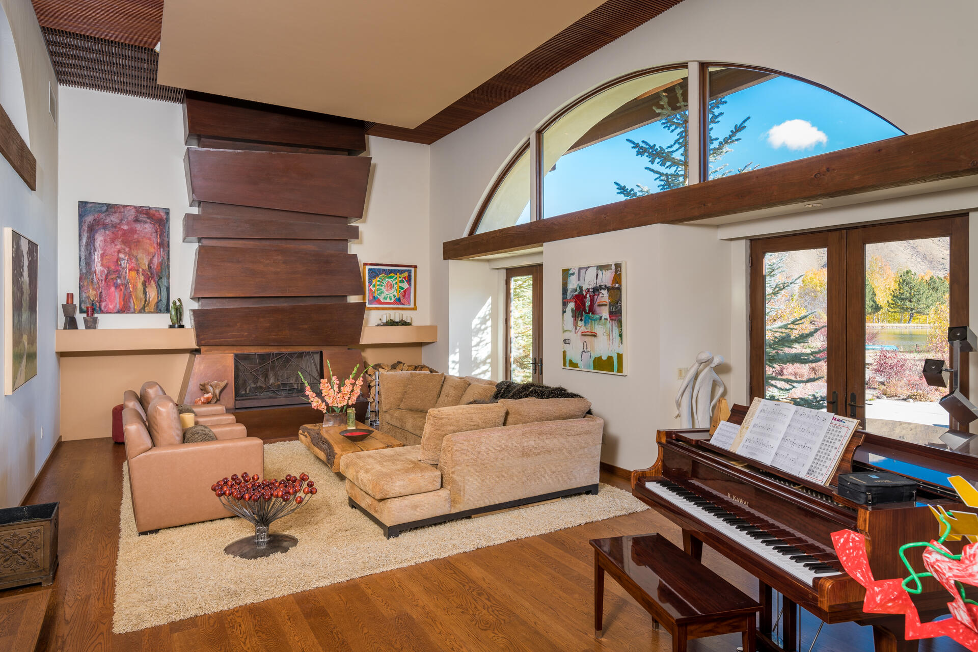35 Greenhorn Road Blaine County, ID 83333 - Photo 8 of 55 Living room with custom fireplace