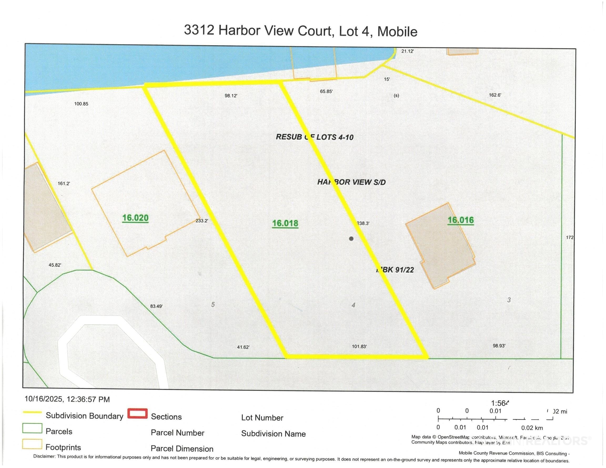 3312 Harborview Drive Mobile, AL 36605 - Photo 1 of 1 Parcel map