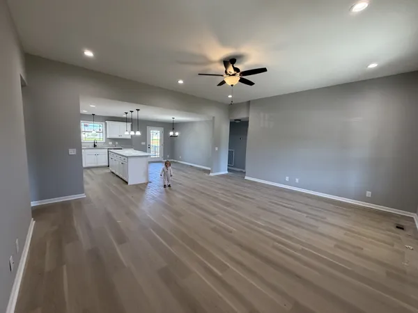 a view of kitchen and windows