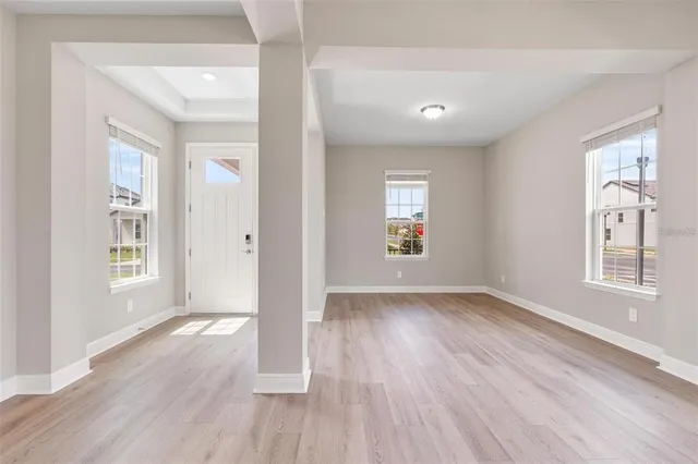 an empty room with an entryway