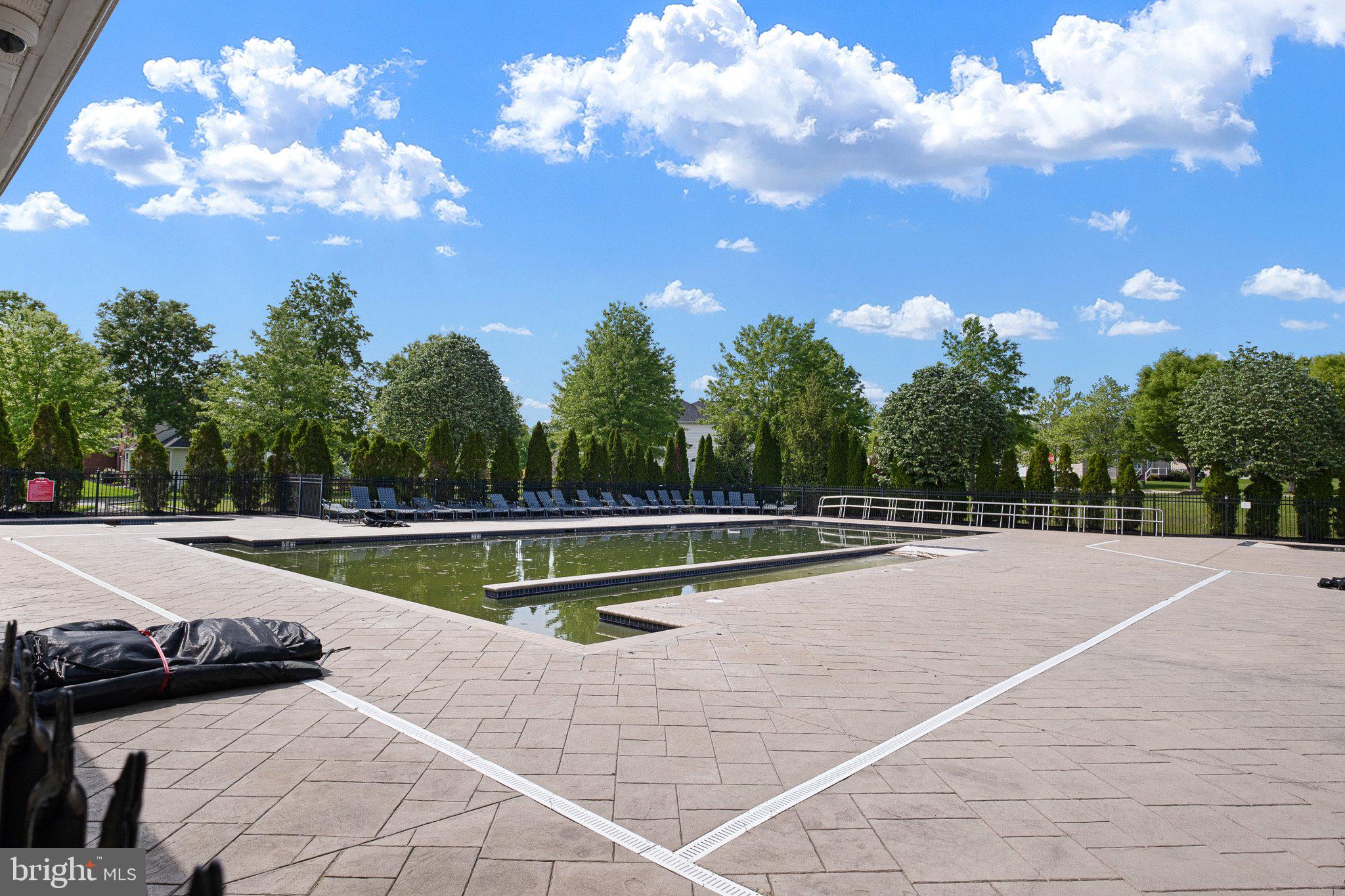 407 Nattull Drive Bear, DE 19701 - Photo 64 of 65 a view of swimming pool with seating space and trees in the background