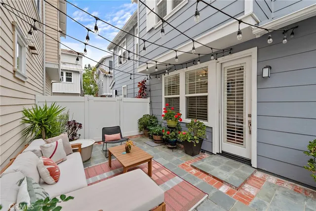 a view of yard with seating space