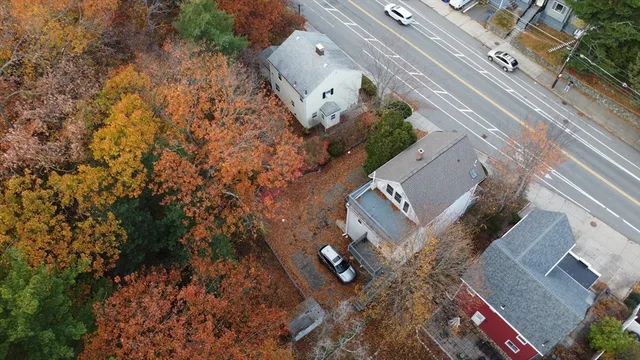 an aerial view of a house