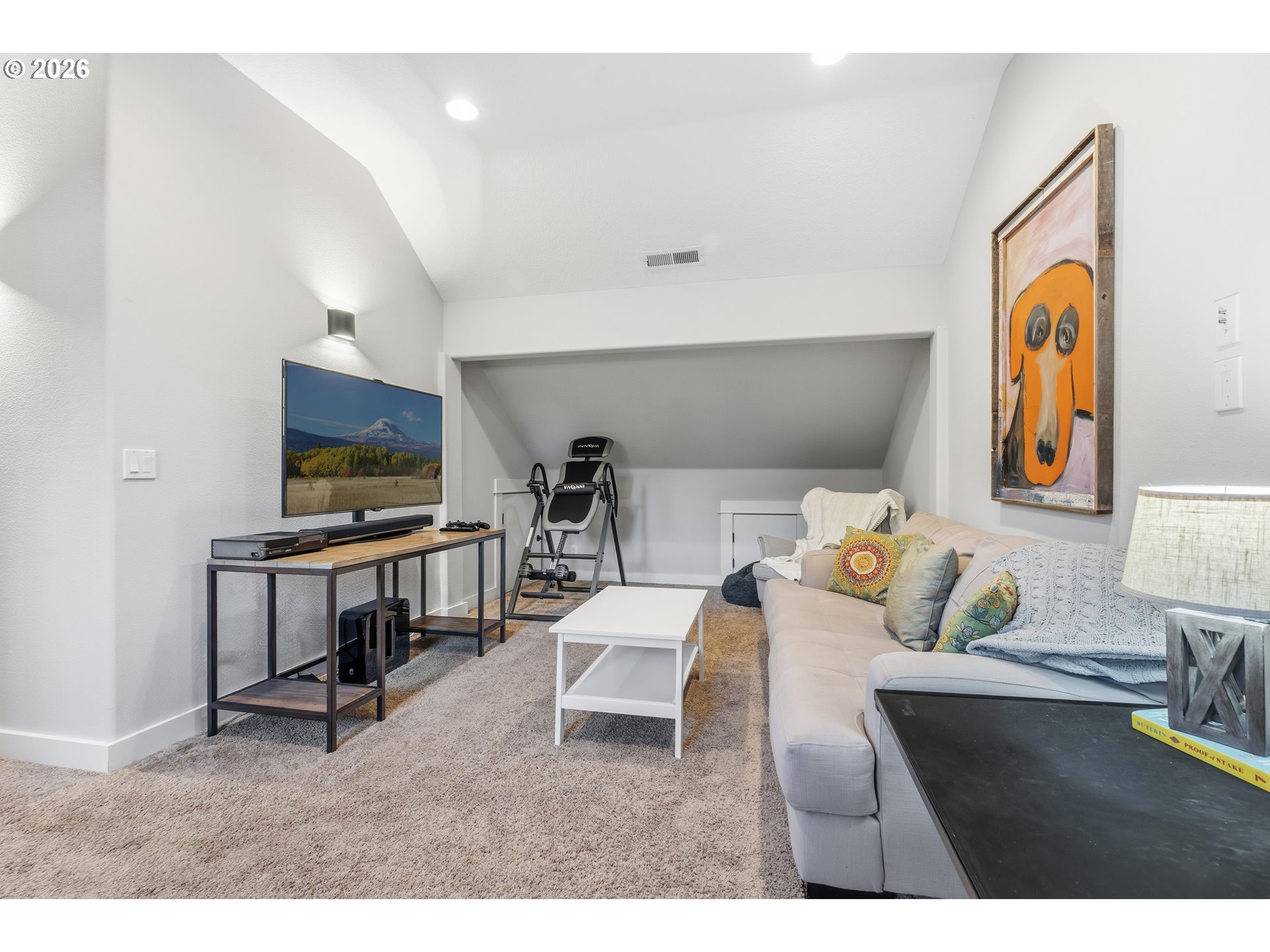 4 Westside Road Trout Lake, WA 98650 - Photo 23 of 45 a living room with furniture and a flat screen tv