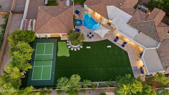 an aerial view of a house