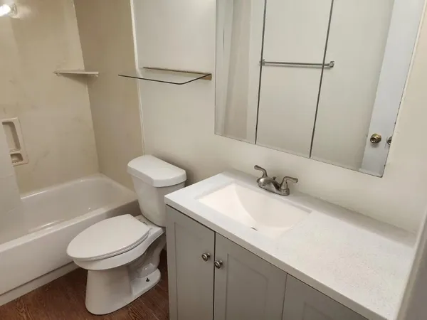 a bathroom with a toilet sink and a bathtub