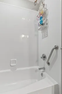 a bathroom with a tub