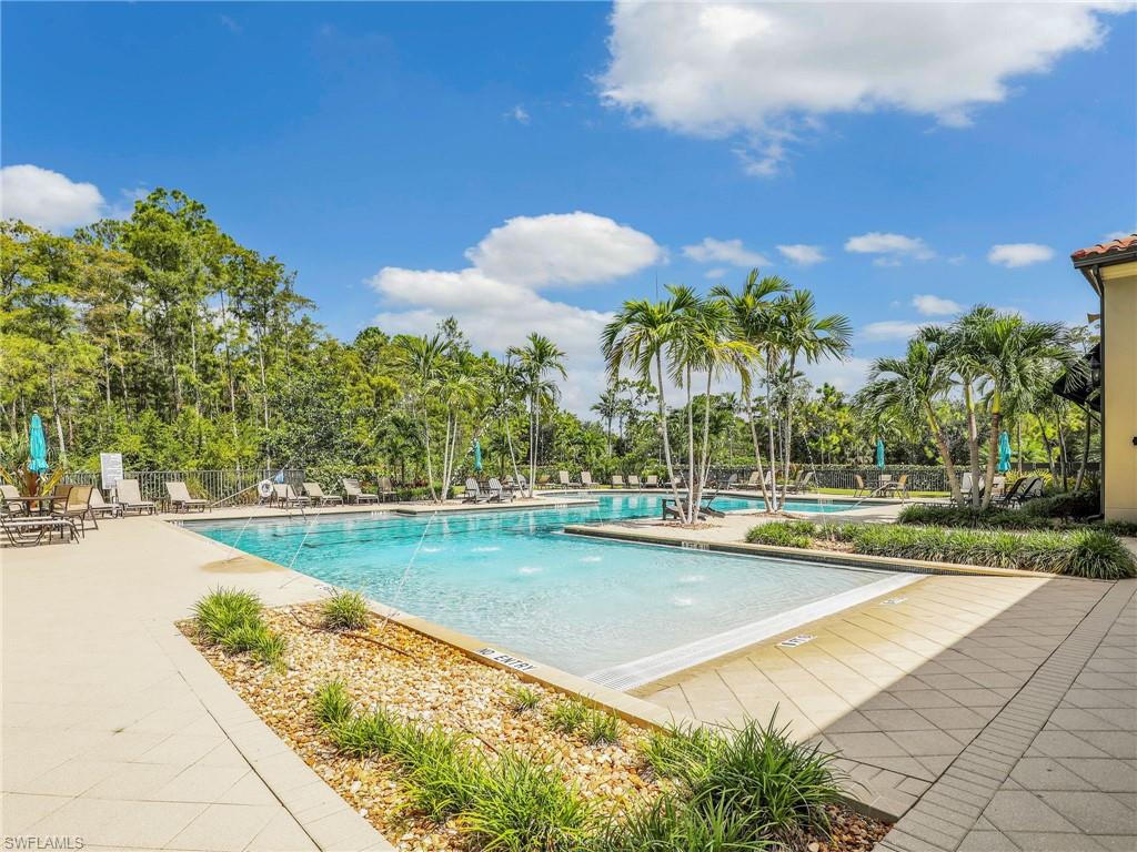 4212 Raffia Palm Circle Naples, FL 34119 - Photo 40 of 49 a view of swimming pool with outdoor seating and trees in the background