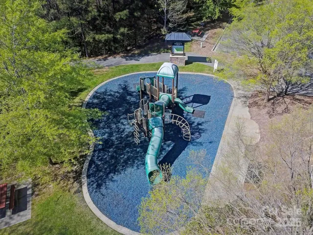 a view of a park with slide