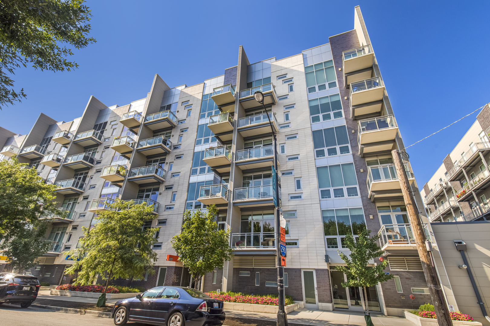 a front view of a building