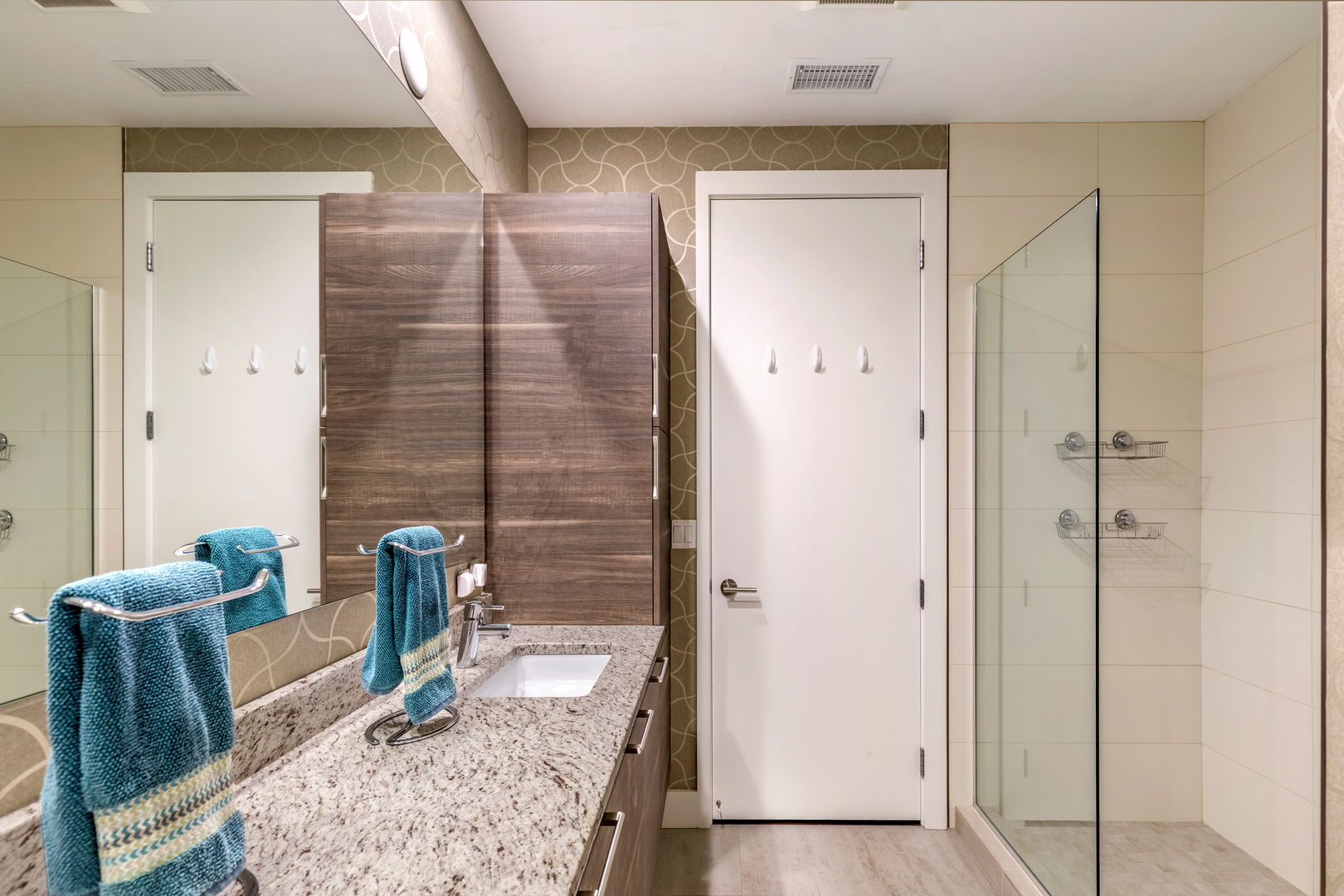 1120 West Adams Street, Unit PHW Chicago, IL 60607 - Photo 12 of 23 a bathroom with a granite countertop shower