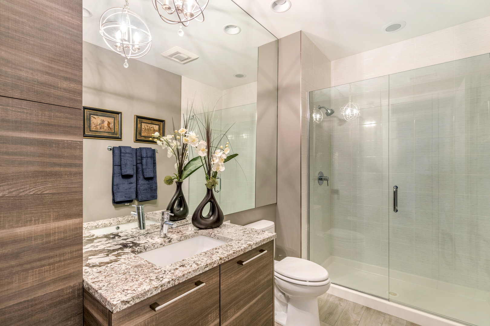 1120 West Adams Street, Unit PHW Chicago, IL 60607 - Photo 15 of 23 a bathroom with a sink a toilet and a shower