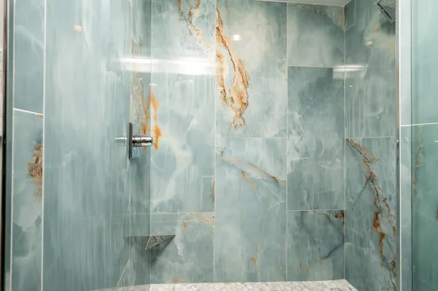 a bathroom with a shower