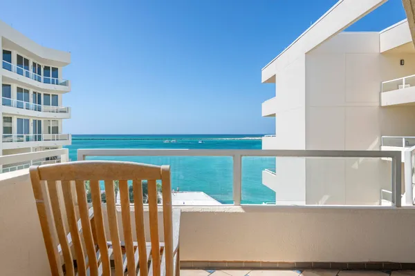 a view of a balcony with an outdoor space