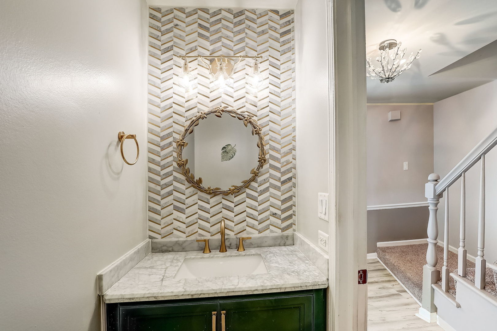 733 Thunderbird Trail Carol Stream, IL 60188 - Photo 10 of 31 a bathroom with a granite countertop sink and a mirror