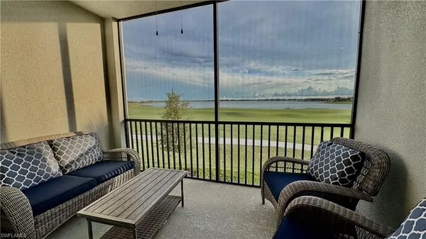 a balcony view with a couch
