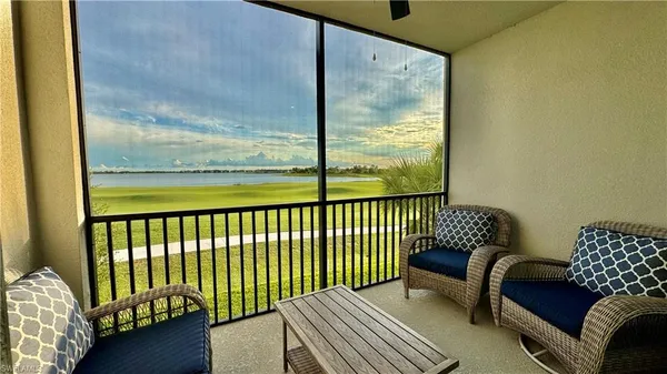 a balcony view with a couch