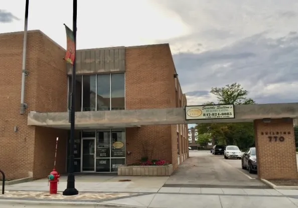 a view of a building with many windows