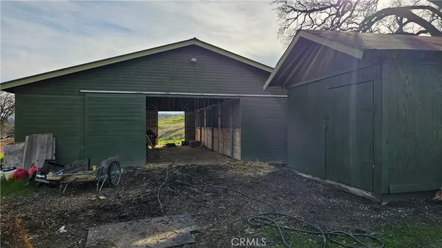 a view of a park with large trees