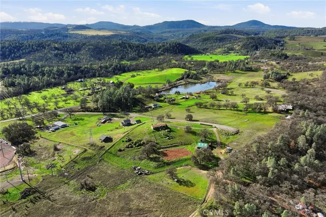 a view of a lush green hillside and houses