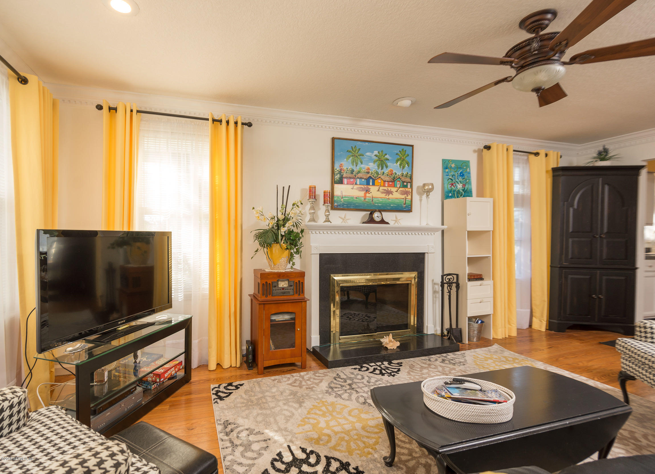214 Hopkins Street Neptune Beach, FL 32266 - Photo 6 of 58 Living Room with Fireplace