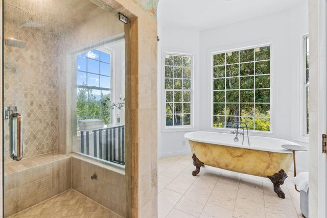 an outdoor view with patio