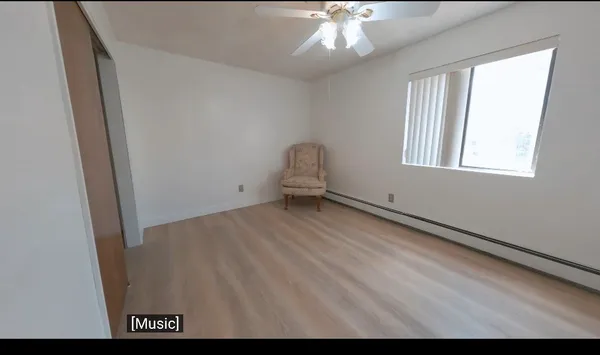 an empty room with windows
