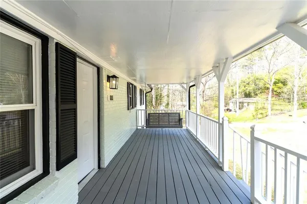 a view of a house with wooden floor