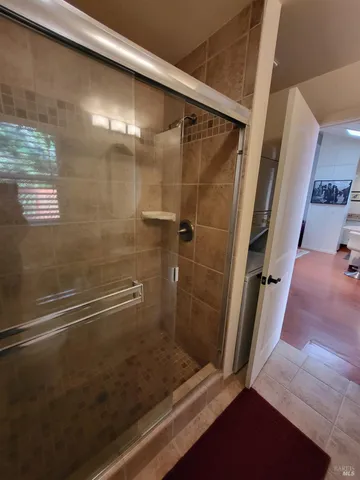 a bathroom with a shower