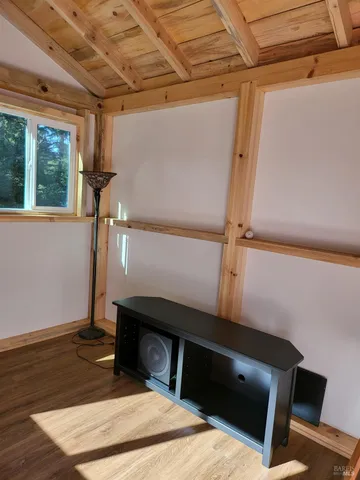 a room with table and a window