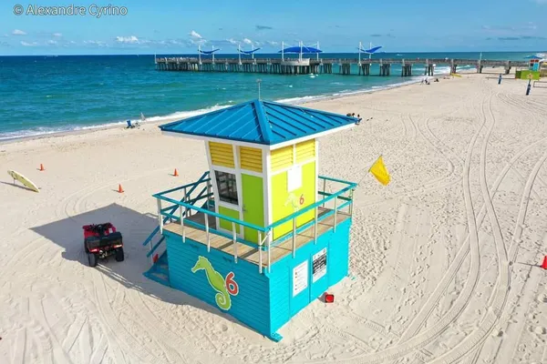 a view of an ocean with building