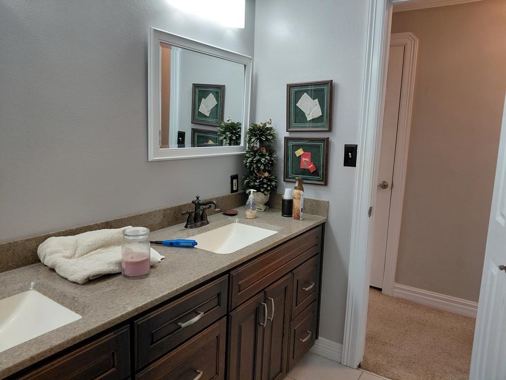 1231 County Road 201A Angleton, TX 77515 - Photo 13 of 26 a bathroom with a sink vanity and mirror