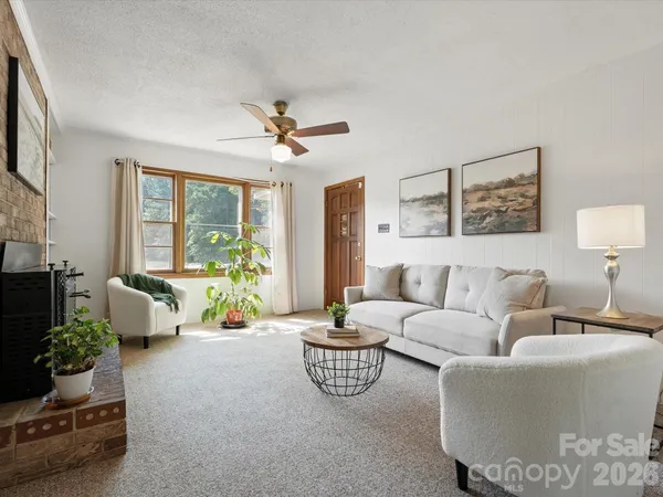 a living room with furniture flowerpot and window