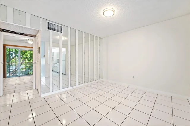 a view of a room & window