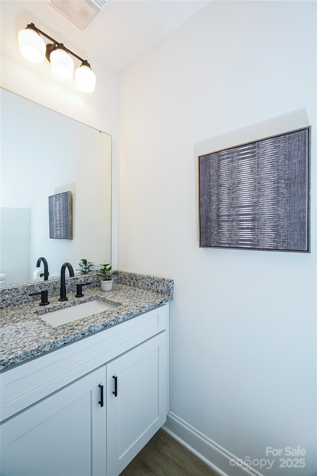 3224 Sam Wilson Road Charlotte, NC 28214 - Photo 14 of 32 a bathroom with a granite countertop sink and a mirror