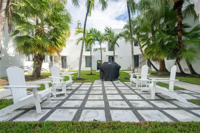 a view of a backyard with a patio